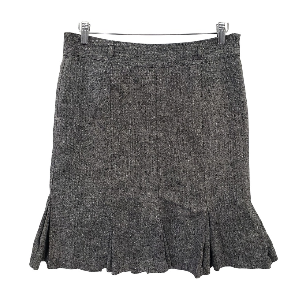 Studio Y Womens Grey Tweed Flared Hem Midi Skirt Medium‎ Wool Blend Y2K Academia